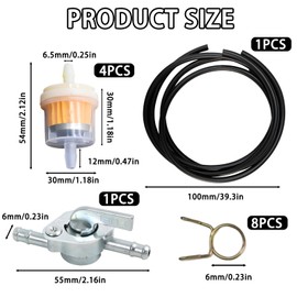 Benzinfilter Kit, Kraftstofffilter Set für Motorräder und Autos, 17-teiliges Set mit Benzinschlauch 6mm, 5 Benzinfiltern und 10 Schlauchschellen, Einfache Installation für Wartungsarbeiten