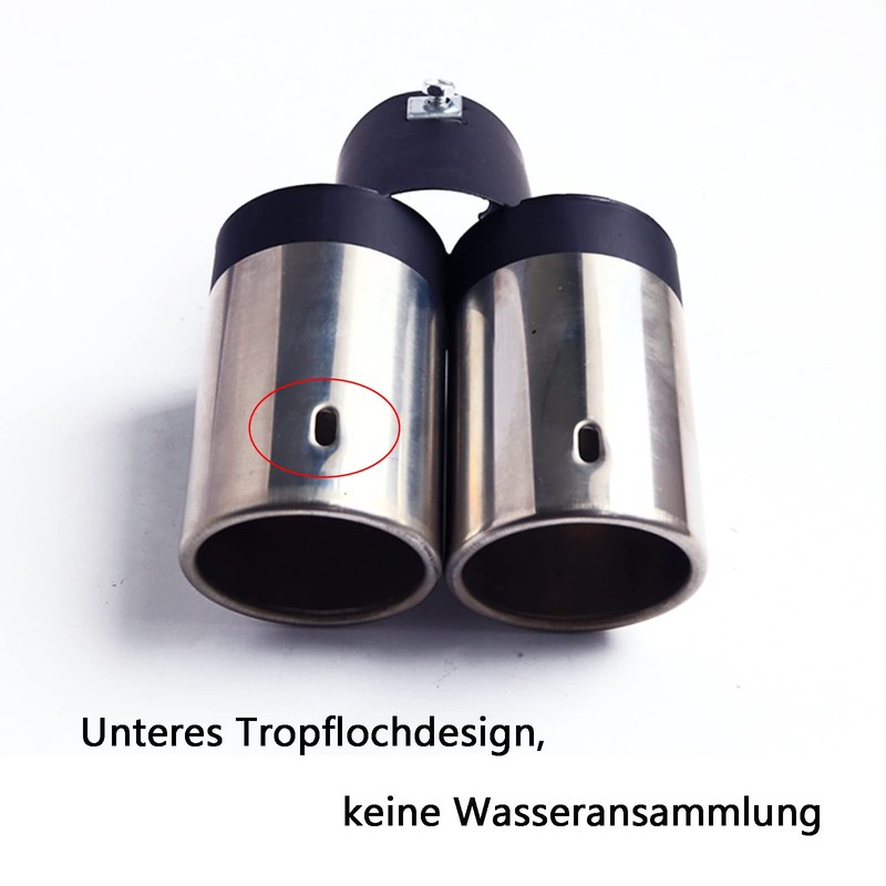 Winlauyet 1 x Car Double Tailpipe Chrome Tailpipe Universal Exhaust