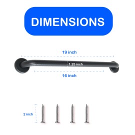 Grab Bar Specialists Shower Grab Bar Shur Grip in Matte Black Finish | Holds Upto 400 lb - 16"