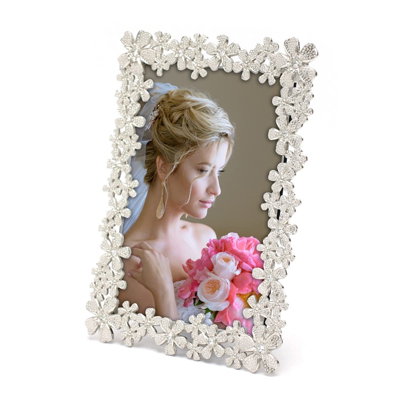 MIMOSA MOMENTS Flora Style Metal Picture Frame with Rhinestones Décor