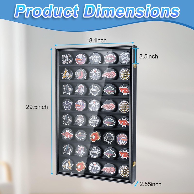 40 Hockey Puck Display Case, Puck Holder Wall Mount ,Hockey