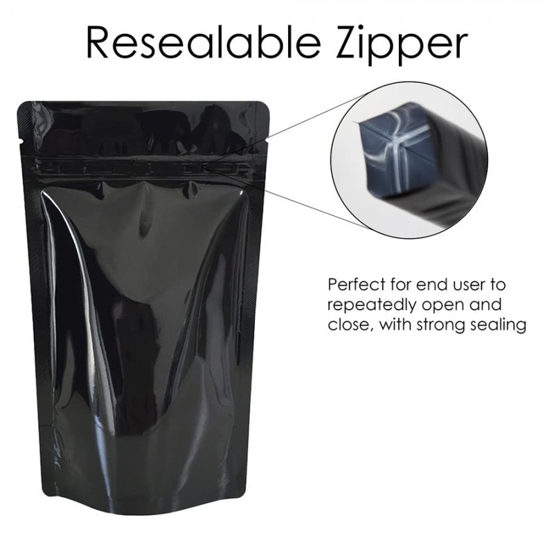 Rightpak Stand Up Pouches 100 Pieces 13cm x 21cm, Black