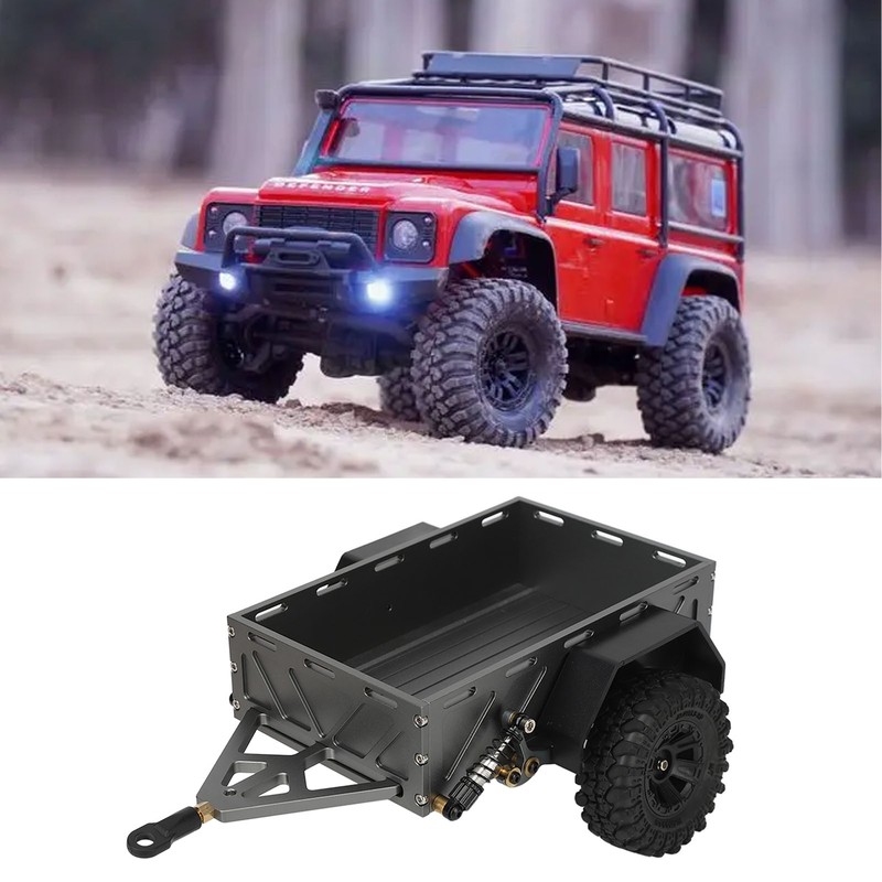 RC Car Hitch Trailer Aluminum Alloy Antislip Rubber Tire Rustproof