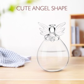 Yardwe Clear Glass Guardian Angel Vases 2pcs Cute Clear Glass Angel Shape Flower Plant Hanging Vase Wedding Decor Greenery Hydroponic Plant Containers Room Ornaments Decorations