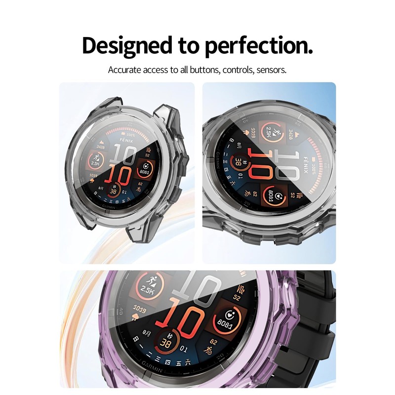 2 Pack Case for Garmin Fenix 8 51MM Smartwatch Cover,All-Round