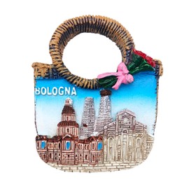 3D Fridge Magnet Vintage City Bologna Italian Flag Fridge Magnet Decoration for Magnetic Board Home Kitchen Office (SHOPPER)