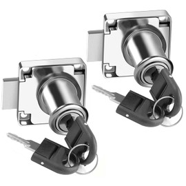 ZiYuya 2pcs Cam Lock with Keys Alike, Security Cabinet Lock Cupboard Lock Furniture Door Lock Mailbox Lock Drawer Lock Dresser Lock Postbox Lock Locker for Household Office Silver