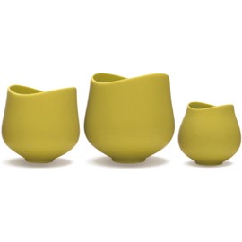 palatti Mobius Porcelain Coffee Cups, Set of 3, in S, M, L Sizes, 3oz(90ml), 5oz(150ml), 10oz(300ml), Perfect for Espresso, Pour Over, Latte Art, Cappuccino and Flat White (Matte Avocado)