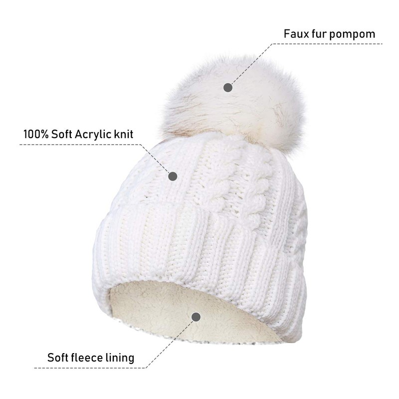 ZEXIAN Womens Girls Winter Warm Pom Knit Ski Beanie Hat