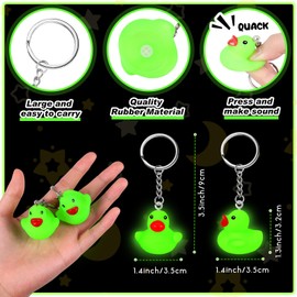 Deekin 120 Pcs Duck Keychain Glow in The Dark Cruise Rubber Duck Keyring for Trick or Treating Goodie Bag Fillers (1.4 Inch)