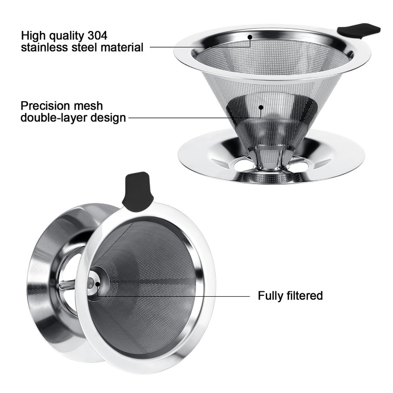 Kasanni Coffee Filter, Stainless Steel Coffee Filter, Reusable Coffee Filter,