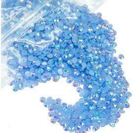 qiipii 1280PCS 6mm Light Blue AB Resin Rhinestones for Crafts Blue AB Flatback Jelly Rhinestones Bulk SS30 Non-Hotfix Stones Diamonds Crystals Gems for Mugs Tumblers Bottles Cups DIY Crafts Decoration