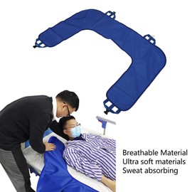 U Shape Patient Turning Sheet with Fixation Straps Labor Saving Bed Ridden Patients Lifting Pad, Multipurpose Positioning Bed Pad with Reinforced Handles Patient Sheet for Turning