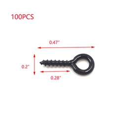 T Tulead Mini Screw Hooks Metal Eye Rings Self-Tapping Wall Eye Hook Screws 0.47" Length Black Screw Eye Hooks Light Duty Eye Bolts Pack of 100