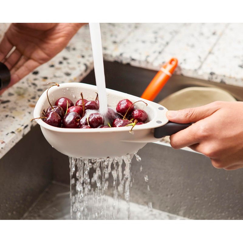 Joseph Joseph Droplet Mini Colander with Folding Handles, Kitchen Strainer