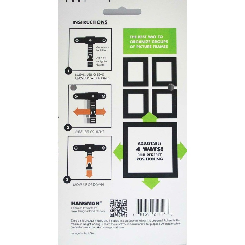 Hangman PPH-4 Picture Perfect Hanger, the 4 way fully adjustable