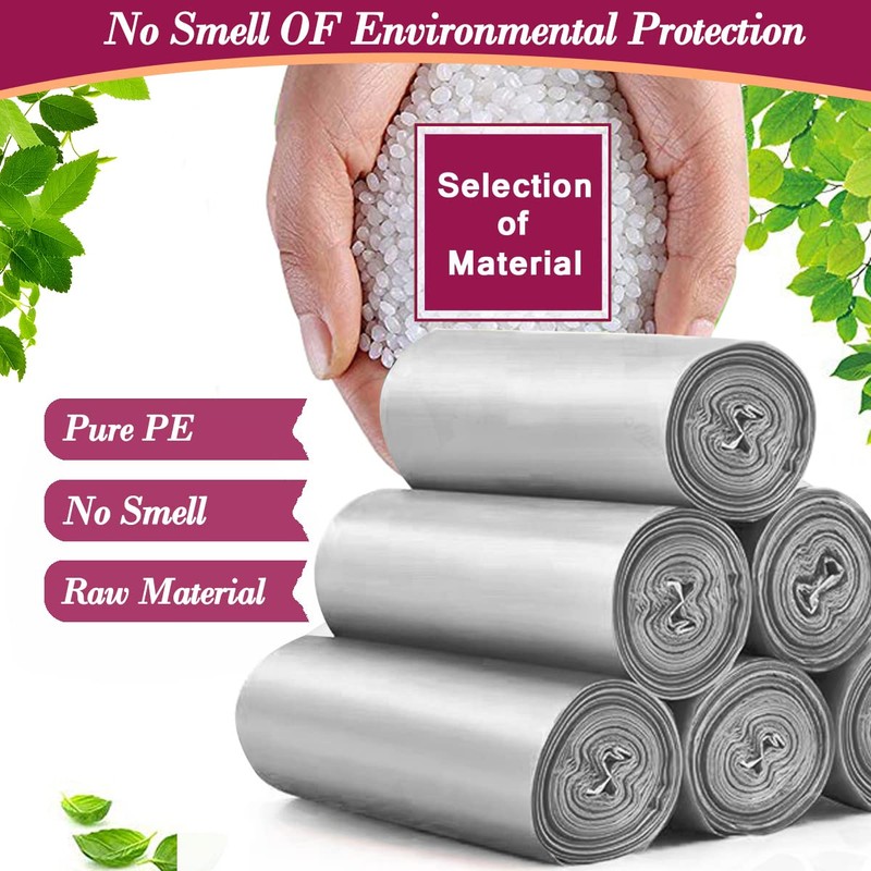 4 Gallon 180pcs Small Silver Grey Trash Bags Strong Grey