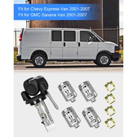 Ignition Switch Lock Cylinder and Door Lock Cylinder with Keys Fits for Chevy Express Van GMC Savana Van 2001 2002 2003 2004 2005 2006 2007 Replace 704600 706591