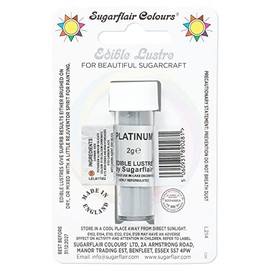Sugarflair Platinum Edible Lustre Dust (E171 Free), Add a Lustrous Shine to Cakes or Decorations. Brush On or Add Rejuvenator to Create Eye-Catching Edible Paint- 2g