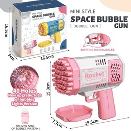 Bubble Machine, 40 Hole Bubble Machine Toys/Bubble Solutions, Outdoor Toys Bubble Machine Suitable for Adults and Children, Outdoor Toys, Wedding Party Gifts bathbubblemachine burble machine:_Pink Bubble