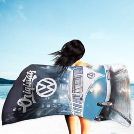 Volkswagen 087B Bath Towel VW Bulli Cut Blue 75 x 150 cm 100% Cotton in Velour Quality Camper Van Bus T1 Beach Towel Bath Towel Bath Towel Sauna Towel Long Beach Retro Motif