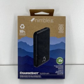 Nimble Chargeshot Portable Charger 5,000mAh battery - Black 2 USB-A Ports New