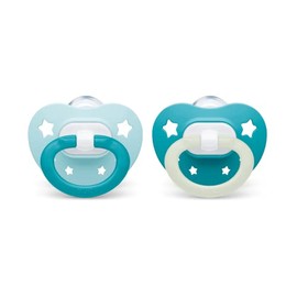 NUK Chupetes de ortodoncia | 0-6 meses | El mejor chupete para bebés amamantados | Sin BPA | Brilla en la oscuridad | Paquete de 2 (Signature Neutral)