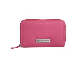 Josephine Osthoff Women's Large Leather Double Zip Compact Wallet with RFID Protection (262), fuchsia, coin purse