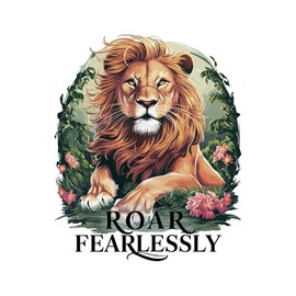Roar Fearlessly Brave Bold Inspiring Fearless Like Lion Animal Wall Art Sticker Designs Vinyl Stickers for Home House Walls Rooms Windows Bedroom Decoration Size (28x28 inch)