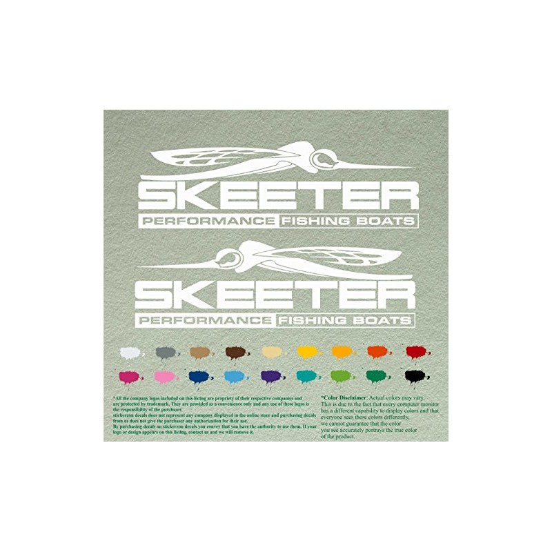 Pair 12" Skeeter Performance Compatible Replacement Decals *White* Vinyl Stickers