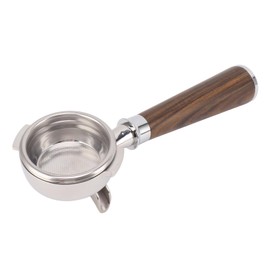 58mm Coffee Portafilter 2 Spout Fine Mesh Stainless Steel Wooden Grip Detachable Coffee Machine Accessory for NOWWA A Black Rosewood