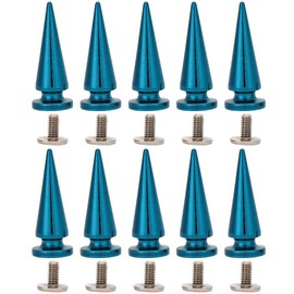 10Pcs 10x26MM Large Size Cone Spikes Punk Rivets, Stud Screw Tree Shape Back Spikes for DIY Leather Shoes Jacket Craft Garment Bag(Blue)