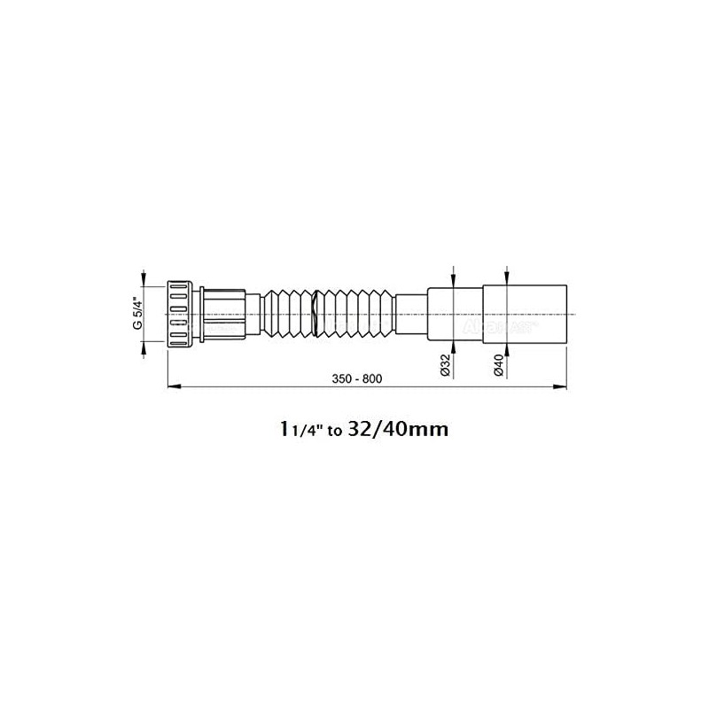 Waste Trap 1 1/4 to 32/40mm - Universal - Flexi