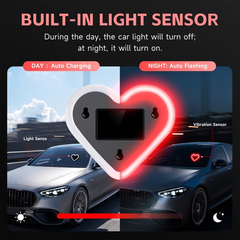 DICIMITH Solar Power Heart Light for Car, 1PCS