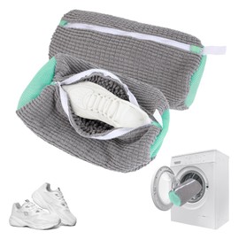 Pack of 2 Shoes Washing Bags, Optimal Protection and Cleaning of Your Shoes, 360 Degrees Cleaning in All Directions, with Lint (Grey)