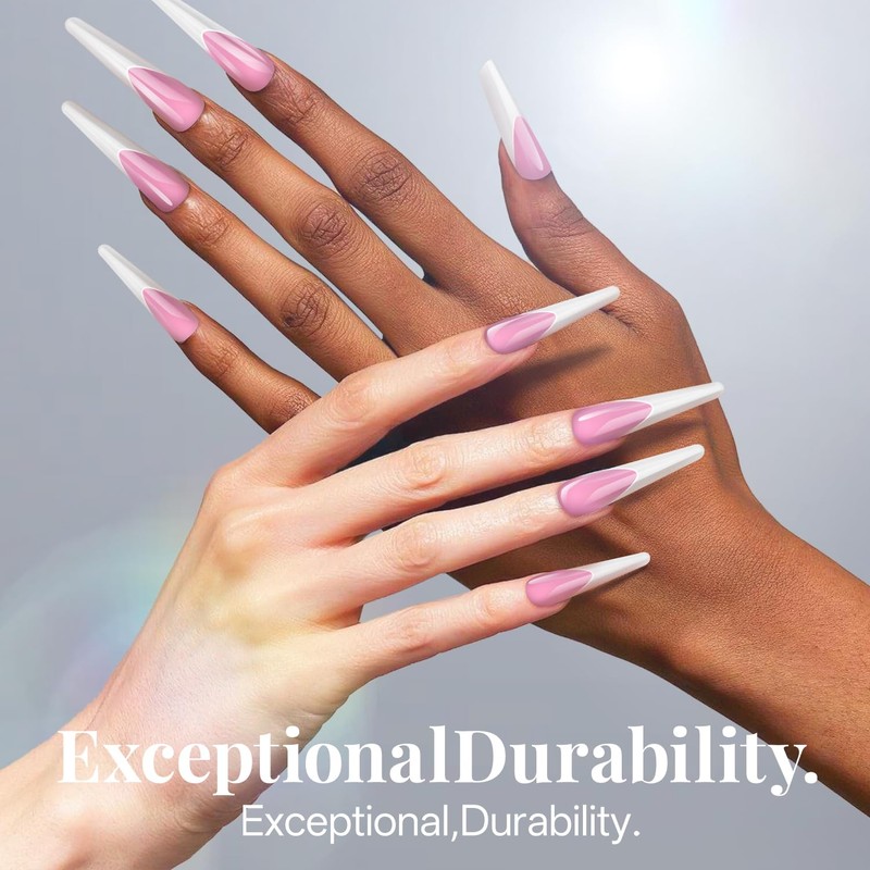 krofaue 150pcs Coffin Nail Dual Forms with UV Nail Light