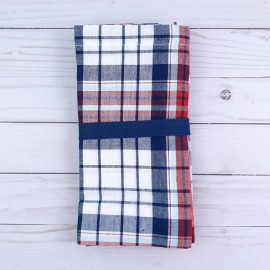 Tag Fabric Dinner Napkins Set of 4 Cotton 20x20 Arlo Plaid Red White Blue