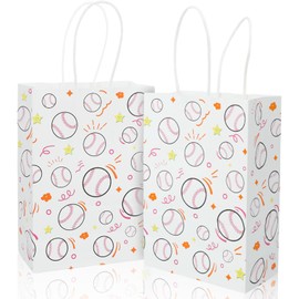 Pokuta 16pcs Baseball Party Favor Bags, Paper Gift Bags with Handles, Baseball Goodie Bag for Sports Themed Birthday Party(5.5 x 2.8 x 8 inches)