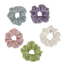 MASQ by Q-One PASTEL HUES Hair Accessories, Handmade Scrunchies stretchy/elastic/Chouchou/Hair Bands for Women, Girls with Elastic (Regular, Multicolor, Pack of 5)