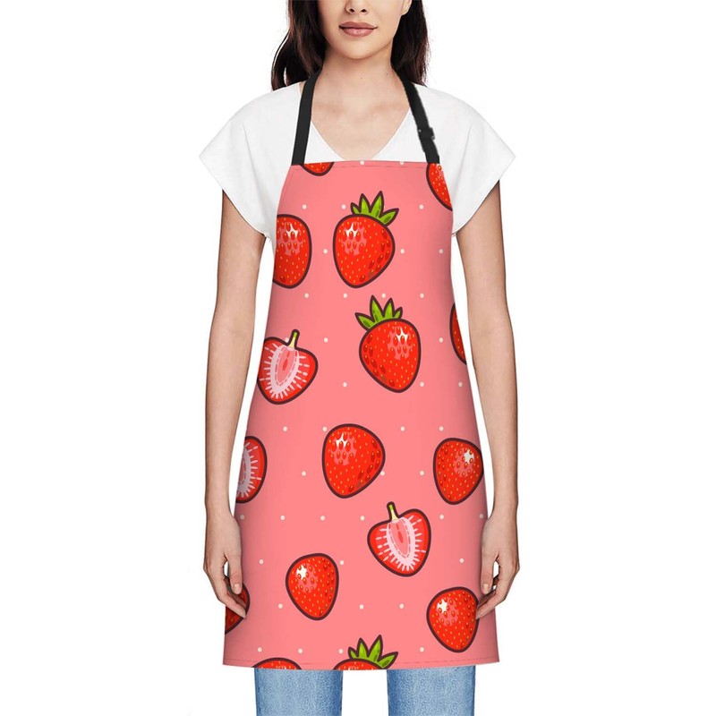 Smooffly Strawberry Apron with Slices - Chefs Apron for Men