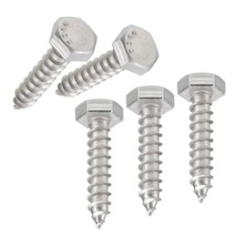 TA-VIGOR 50Pcs Coach Screws, 1/4" x 1-1/4" Hex Head Lag Bolts, 304 Stainless Steel Sleeper Concrete Wood Screw Hexagon Lag Full Thread Self-Tapping Bolts for Outdoor Use in Decking, Fencing