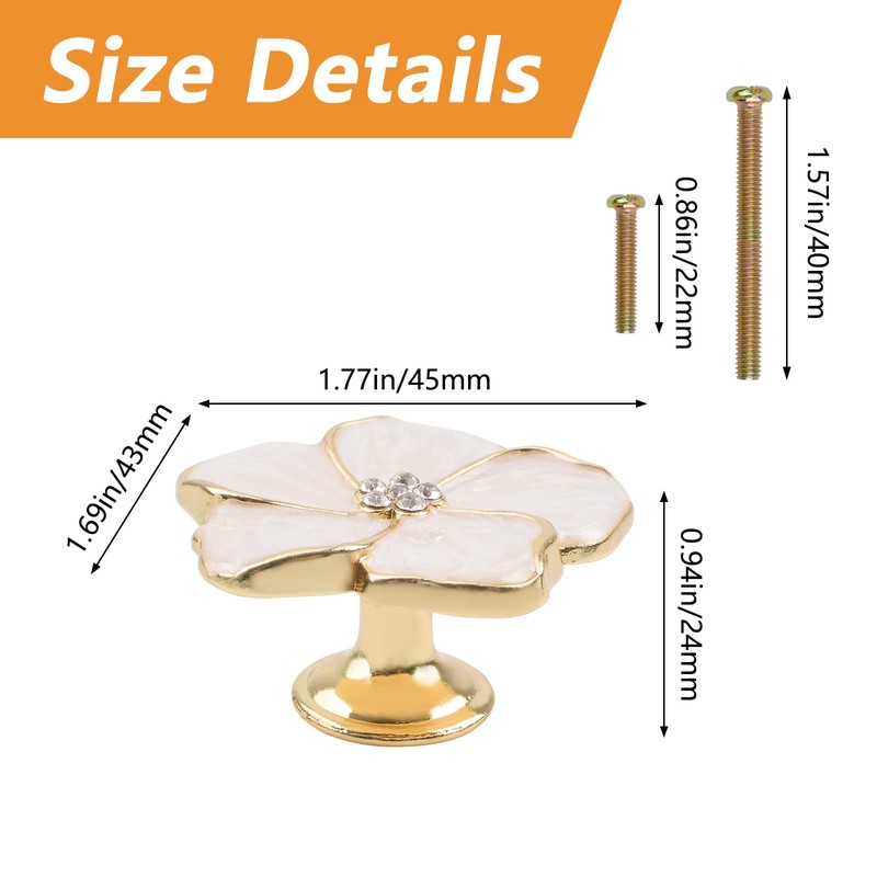 MOROBOR 4pcs Petal Drawer Knobs, Creative Cabinet Drawer Pulls Gold