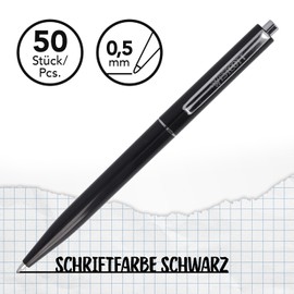 Westcott Alltime Ballpoint Pen Black Pack of 50 | Value Pack Retractable Ballpoint Pens with Black Ink | Line Width M X20 Standard Refill | Permanent ISO 12757-2 | Metal Clip | E-737470 00