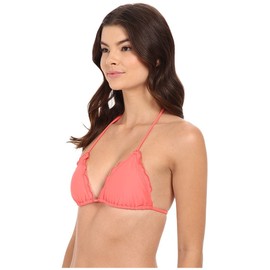 Luli Fama Women's Cosita Buena Wavy Triangle Bikini Top, Fire Coral, Small