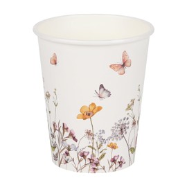 AimFun 100Pcs Wildflower Paper Cups Watercolor Floral Party Cups 9oz Rustic Botanical Butterflies Disposable Coffee Cups for Spring Summer Birthday Bridal Baby Shower Tea Party Supplies