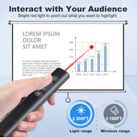 Presentation Clicker for PowerPoint Presentations, Laser Pointer Wireless Presenter Remote, Projector Smart Board Slideshow Google Slide Advancer PPT Clicker for Mac/Laptop/Computer/Office