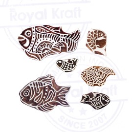 Pottery Printing Blocks Retro Fish Pattern Wooden Stamps (Set of 6)