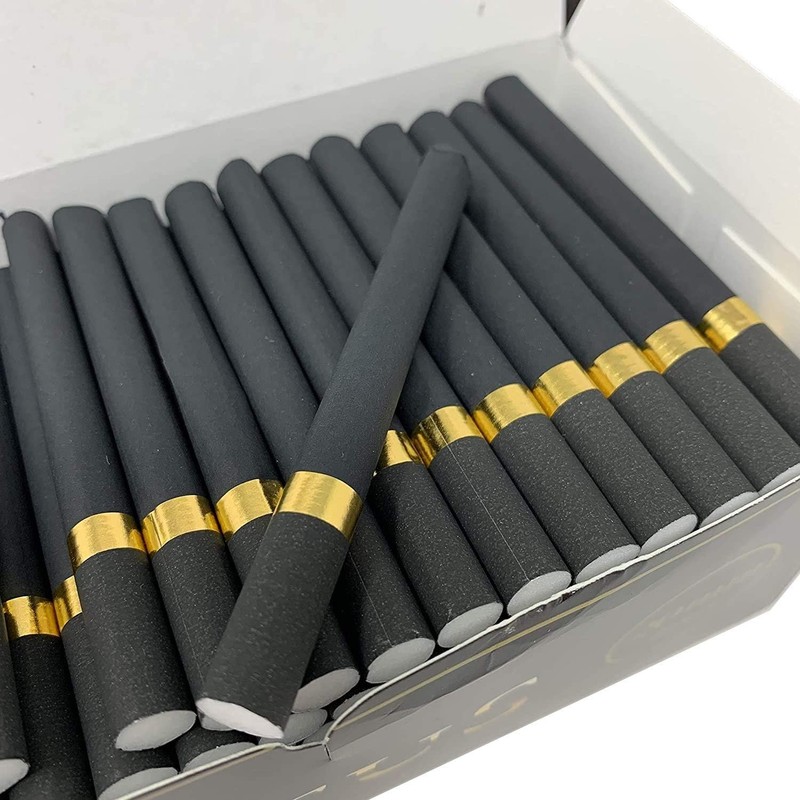 Black Empty Regular 24mm Filter Tubes with Golden Ring -