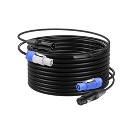 CERRXIAN 16.4 FT PowerCon and DMX Extension Cable, 13AWG AC Power DMX 3Pin XLR Signal Combo Cables for Stage Lighting, Concerts, Events