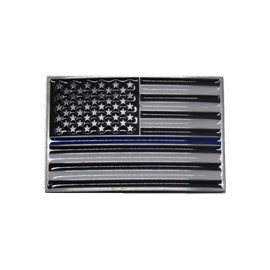 K's Novelties Thin Blue Line Police Officers Memorial USA American Rectangle Metal Belt Buckle